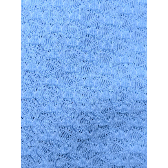 Vintage 60's 70's Pale Blue Light Blue Lace Knit Poly Fabric for Dressmaking - Picture 2 of 5